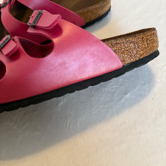SIZE 39 8 N Birkenstock Florida Birko-Flor Pink 3 Strap Sandals - Picture 7 of 9